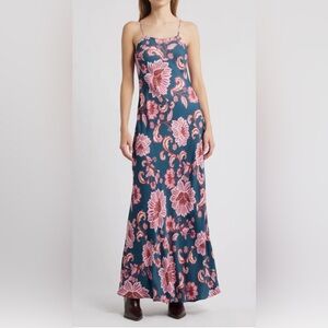 FARM Rio Blue Flower Delicacy Paisley Slip-dress